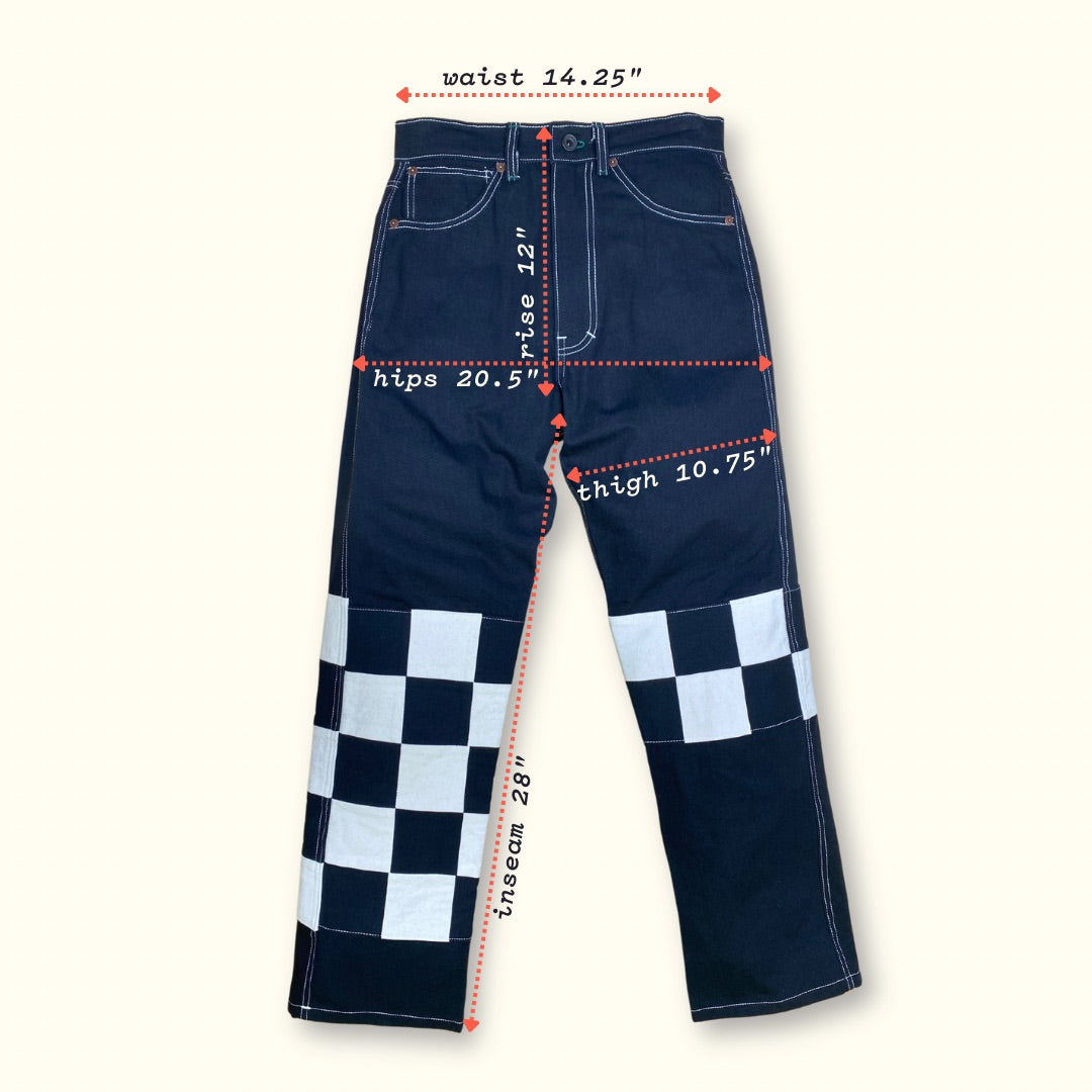 touring pant - checks - size 26 - black + natural