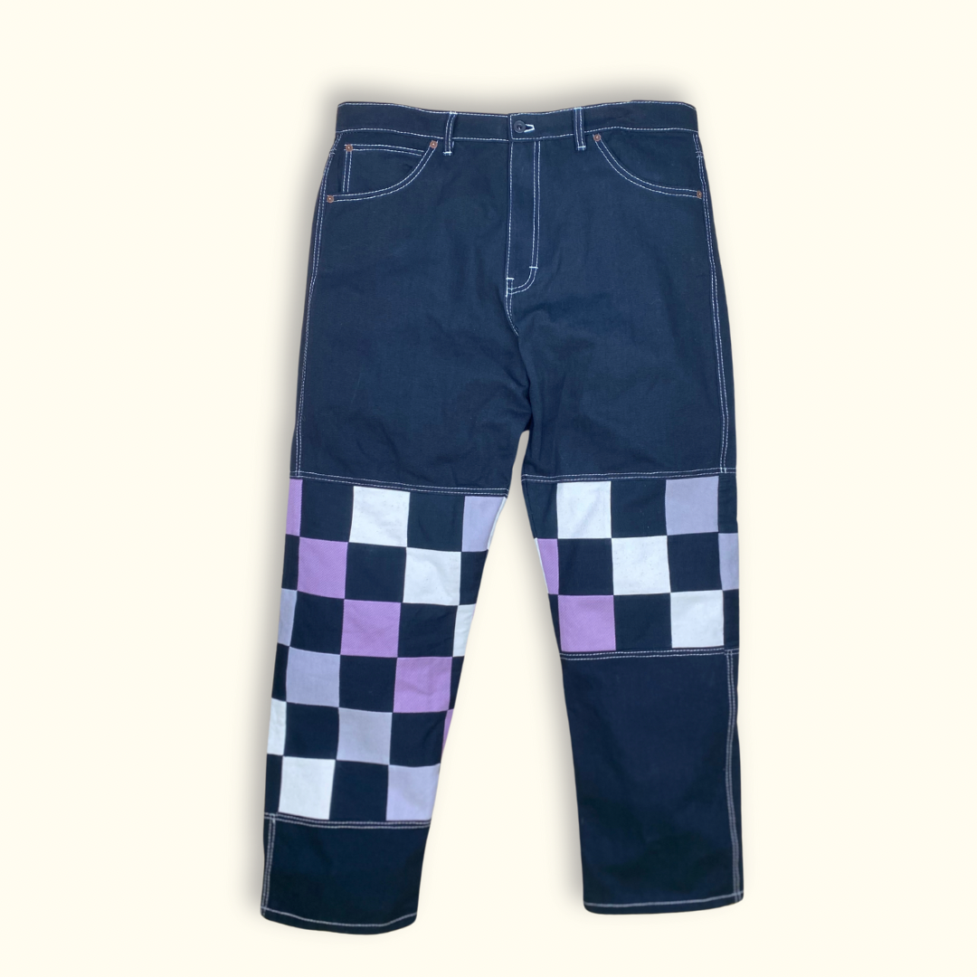 touring - checks - size 34 - black + lavendar + shiitake