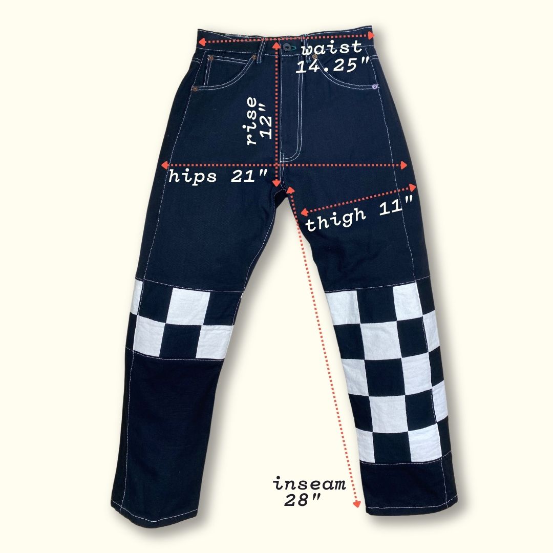 touring pant - checks - size 26 - black + natural