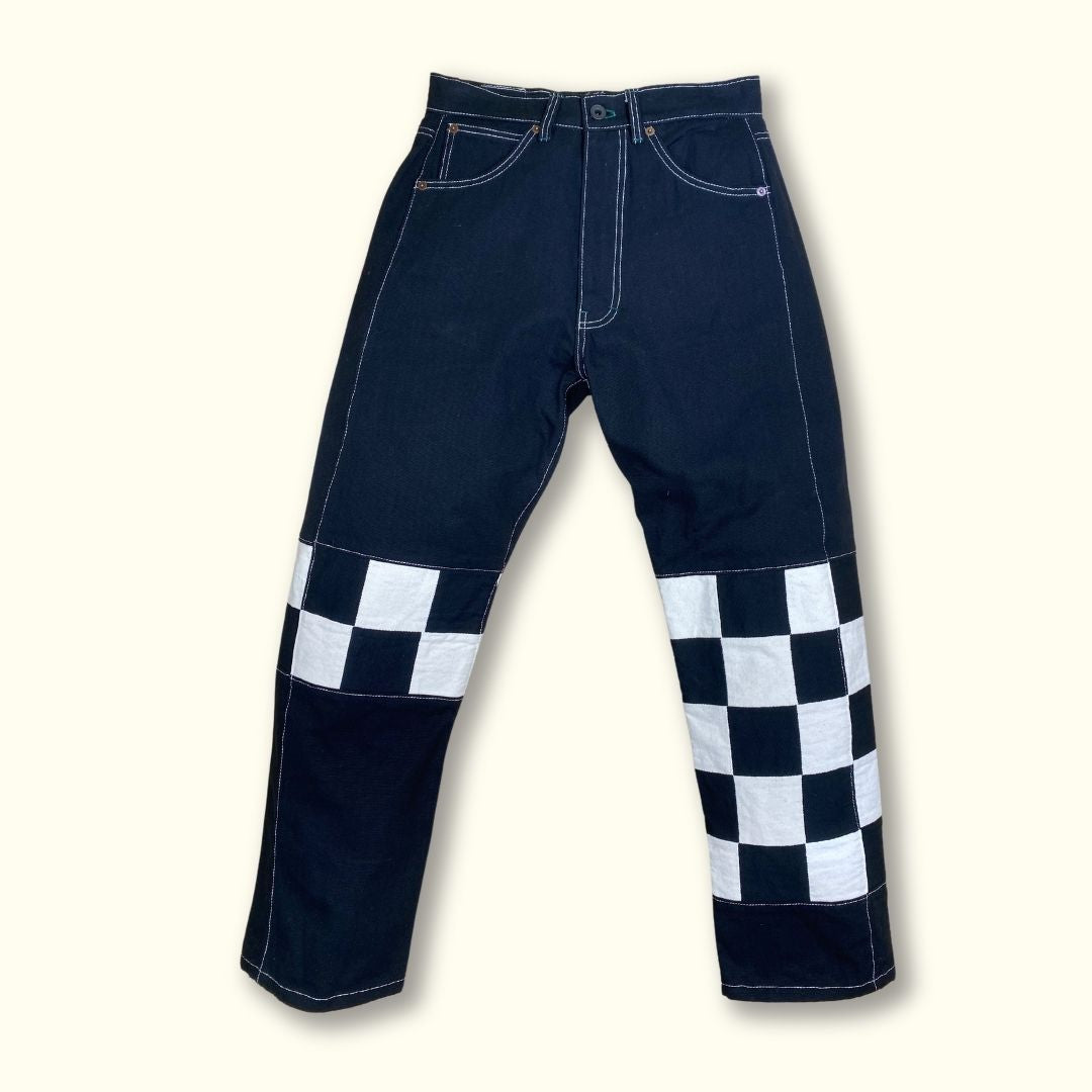 touring pant - checks - size 26 - black + natural