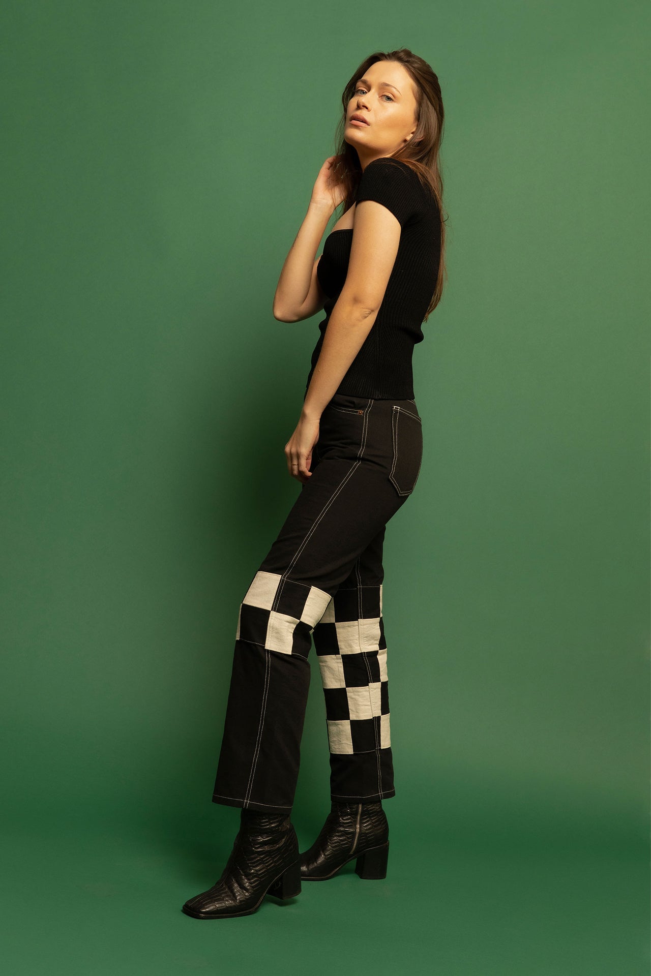 Touring Pant in Checks - Black + Natural