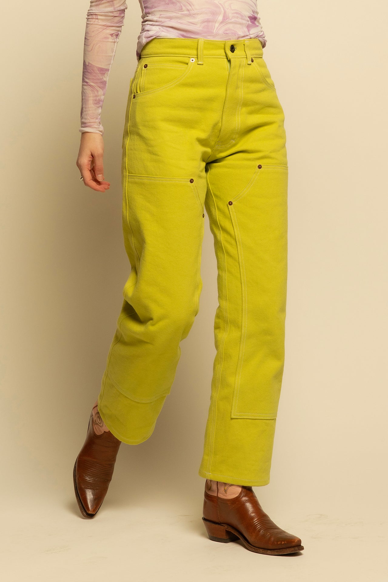 Peach Pant with Double Knee - Chartreuse